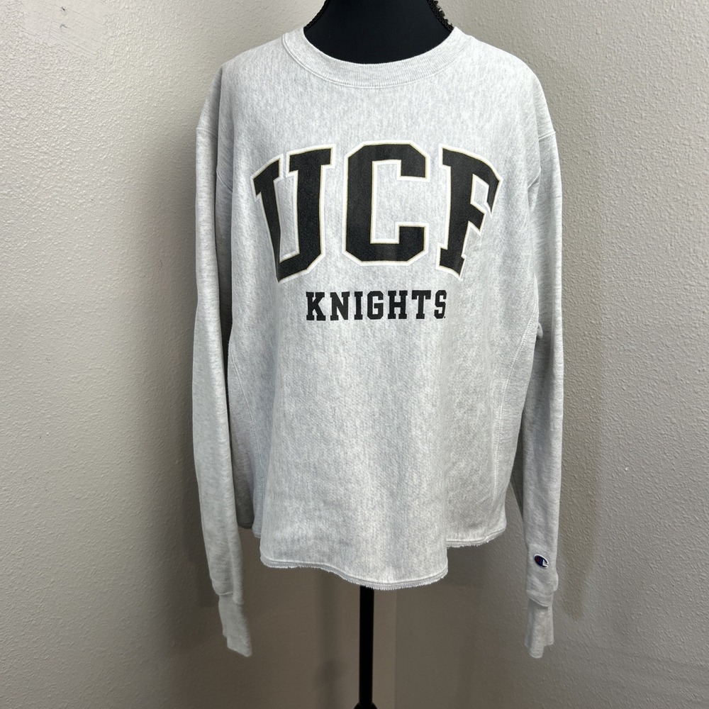 Vtg Champion Reverse Weave UCF Knights Sweatshirt Medium Gray Crew Neck Y2k‎